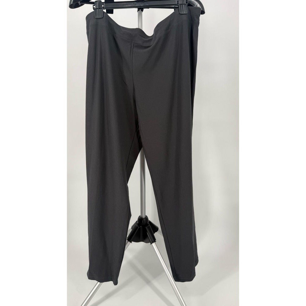 Eileen Fisher Ponte Pull On Elastic Pants 1X Gray Stretch Viscose Nylon Spandex